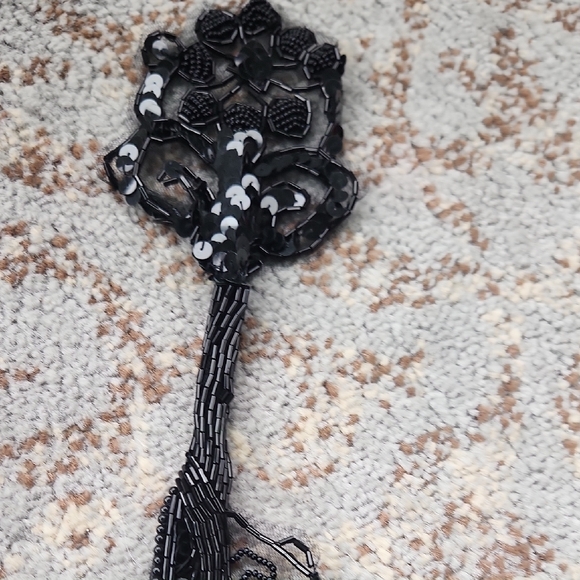 Vintage Nylon Beaded Shoulder Shawl Black - Picture 4 of 8